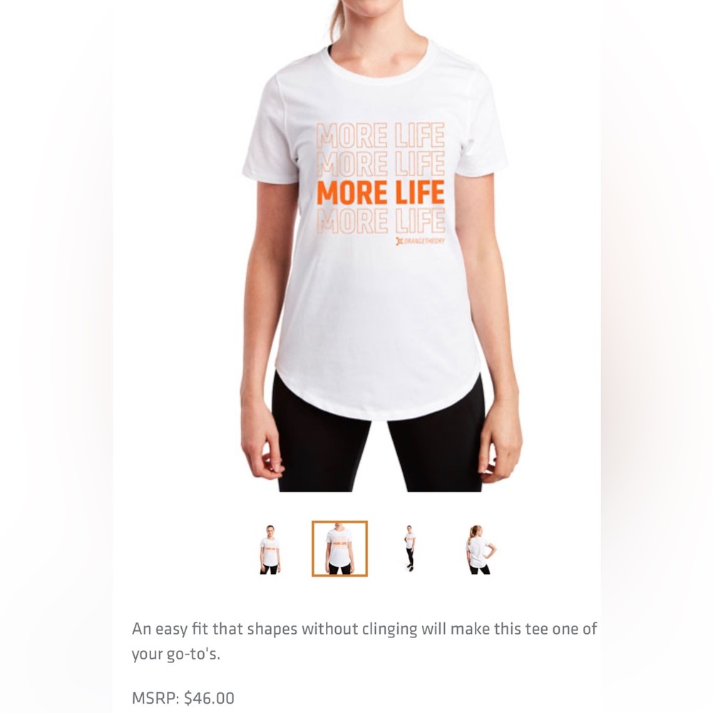 Orangetheory White and Orange Short Sleeve Tee